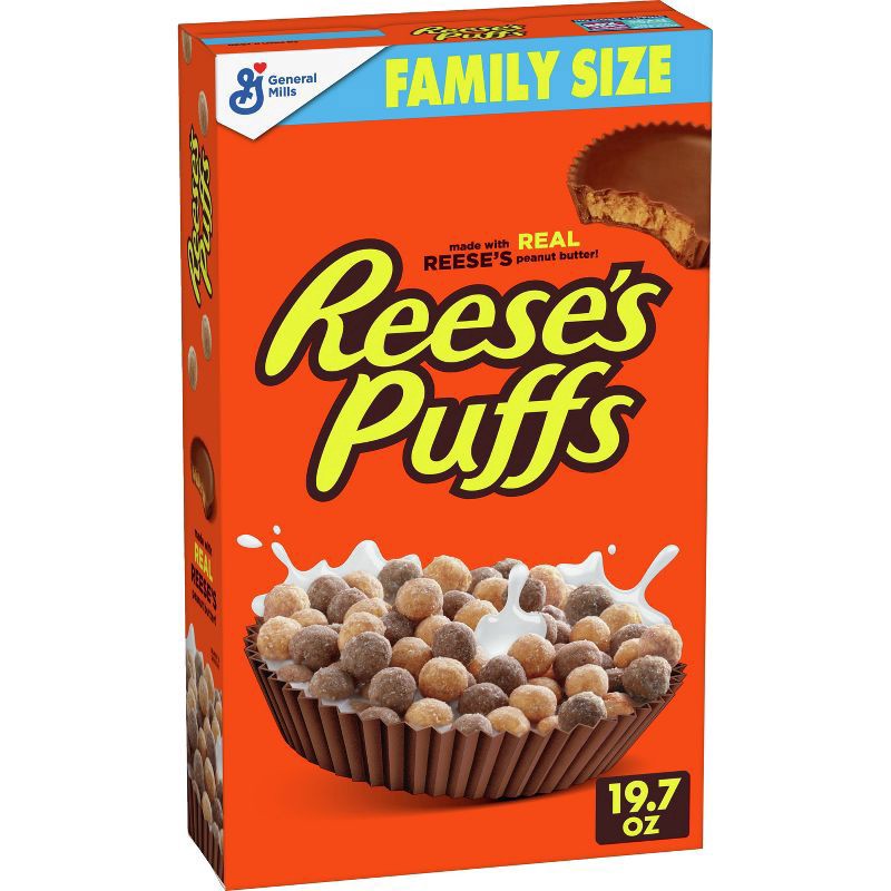 slide 1 of 1, Reese's Puffs Cereal Peanut Butter Family Size, 19.7 oz