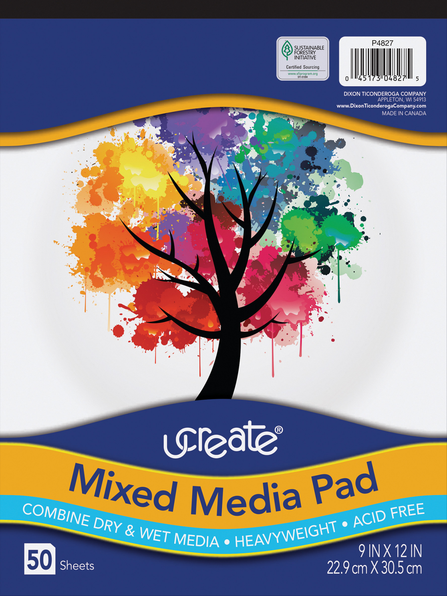 slide 1 of 1, U-Create UCreate Mixed Media Pad 9x12, 50 ct