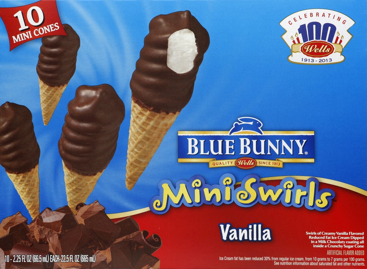 slide 4 of 4, Blue Bunny Mini Cones 10 ea, 10 ct