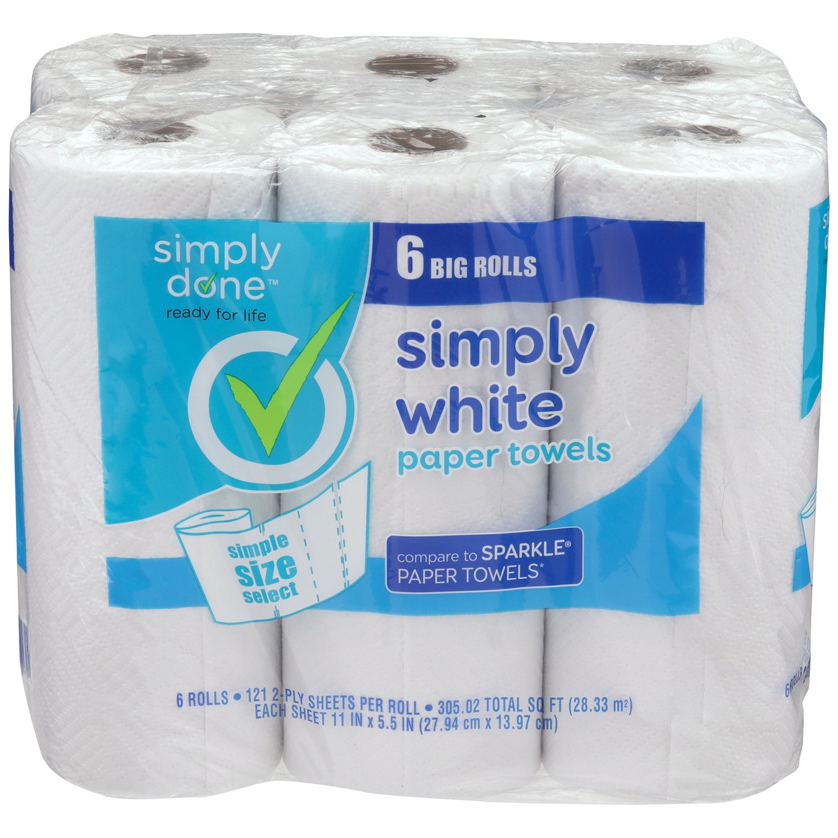 slide 1 of 1, Simply Done Simply White Paper Towels Big Rolls, 6 ct