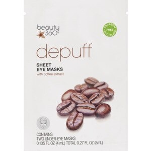 slide 1 of 1, Beauty 360 Depuff Sheet Eye Masks With Coffee Extract, 2Ct, 2 ct