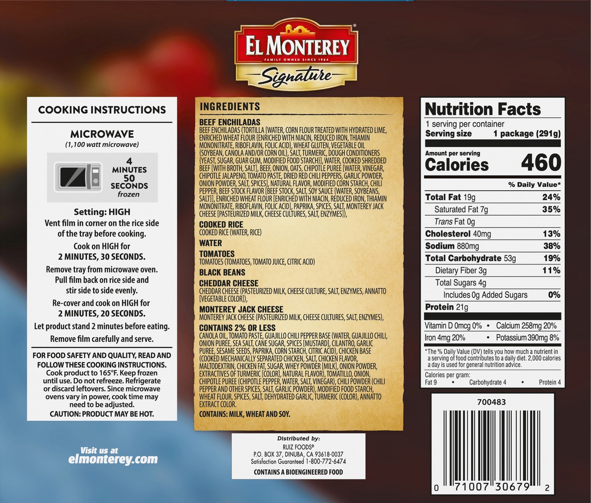 slide 8 of 9, El Monterey Signature Beef Enchiladas Box, 2 ct