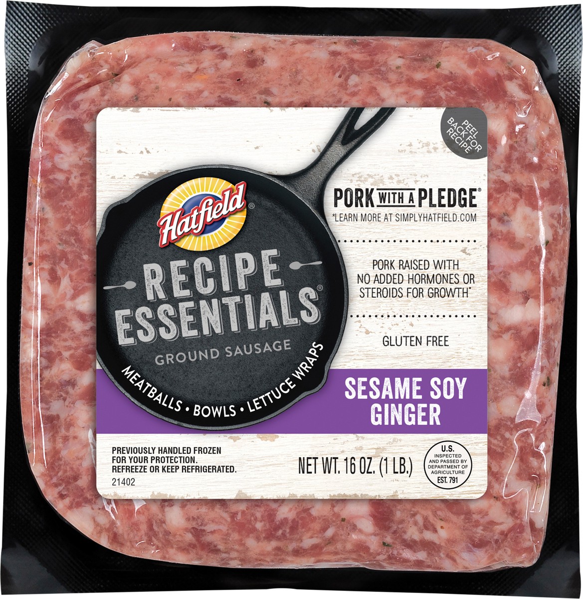 slide 5 of 7, Hatfield Recipe Essentials Sesame Soy Ginger Ground Sausage 16 oz, FROZEN, 16 oz