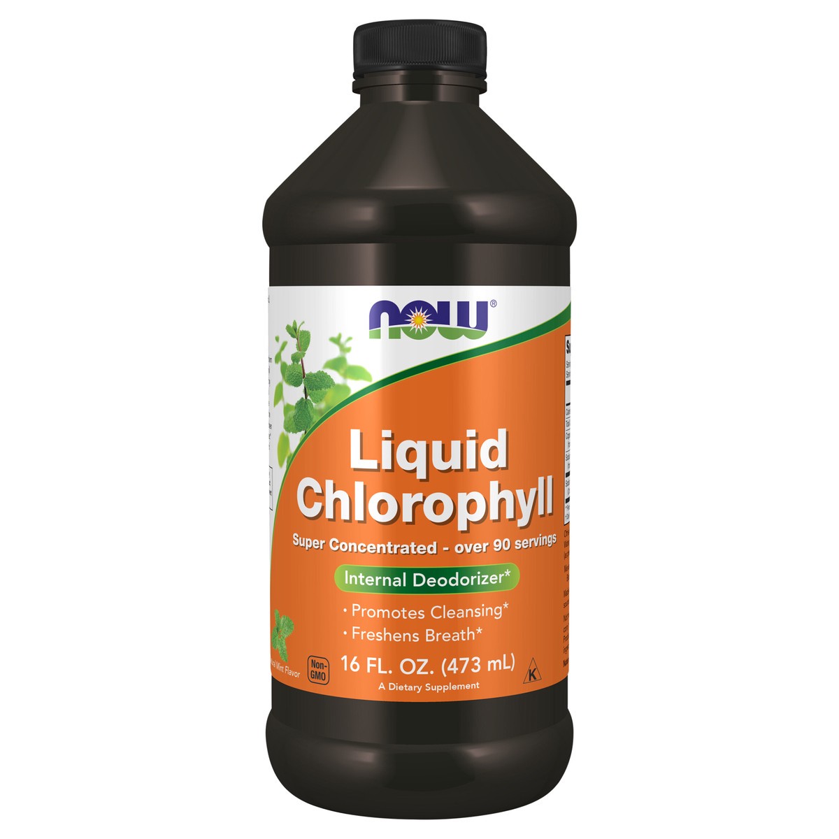 slide 1 of 4, NOW Supplements, Liquid Chlorophyll, Super Concentrated, Internal Deodorizer*, Mint Flavor, 16-Ounce, 1 ct