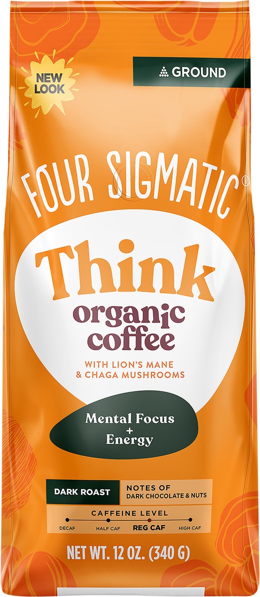 slide 2 of 4, Four Sigmatic Focus Organic Dark Roast Ground Coffee, 12 oz