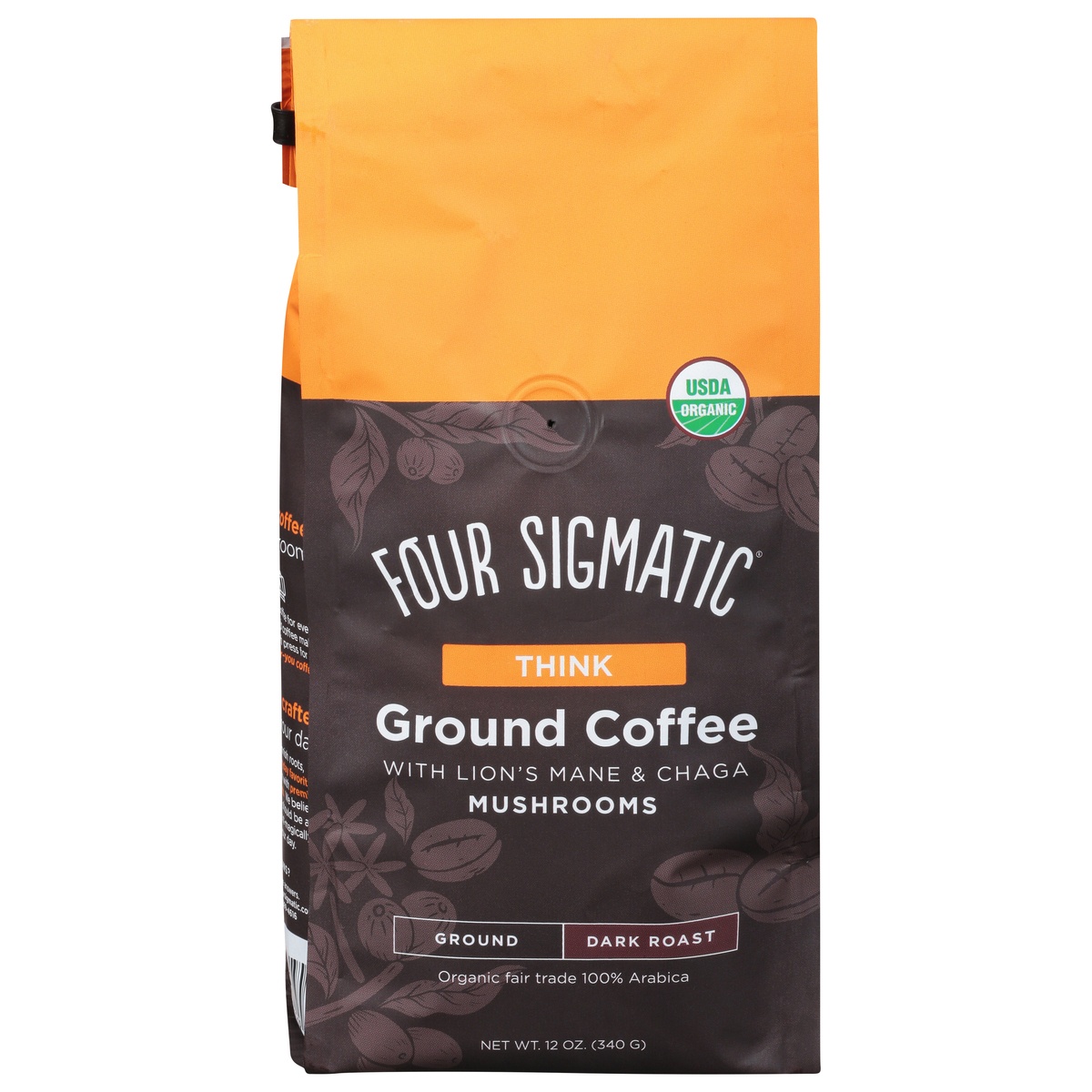 slide 1 of 1, Four Sigmatic Mushroom Coffee Mix Dark Roast Ground, 12 oz