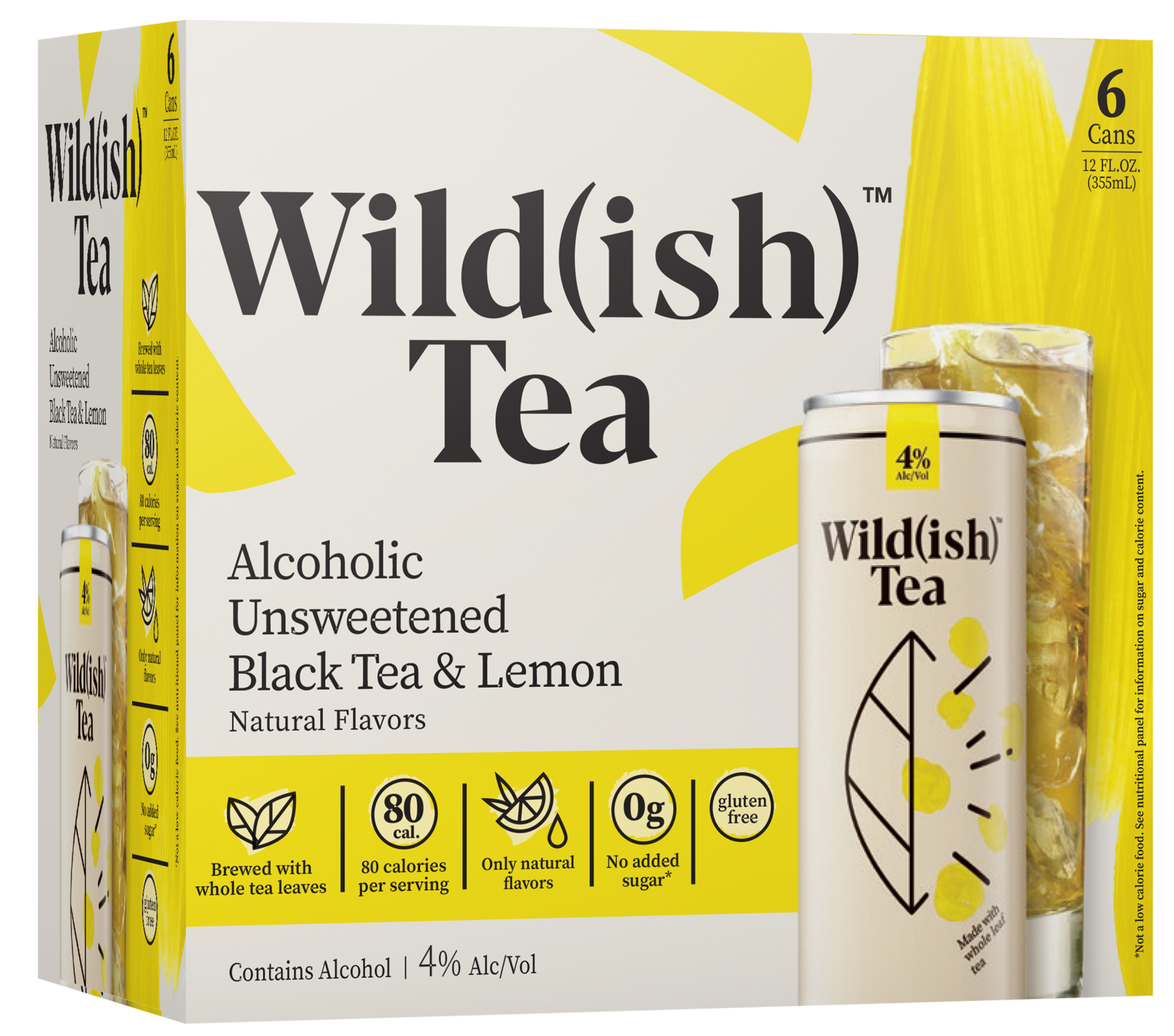 slide 1 of 1, Wild(ish) Alcoholic Unsweetened Black Tea and Lemon Gluten-Free Hard Tea, 6 pk 12 fl oz Cans, 4.0% ABV, 1 ct