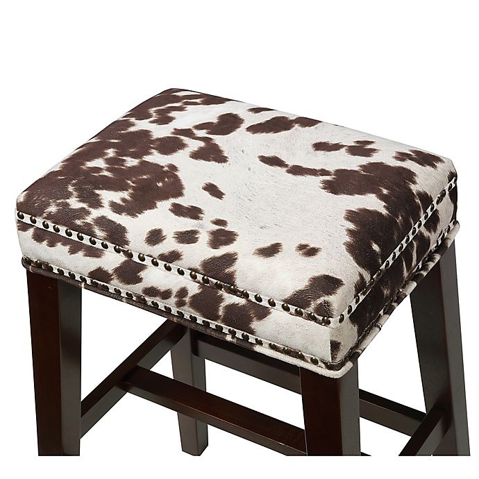 slide 2 of 7, Linon Home Walt Cow Print Counter Stool - Brown, 1 ct