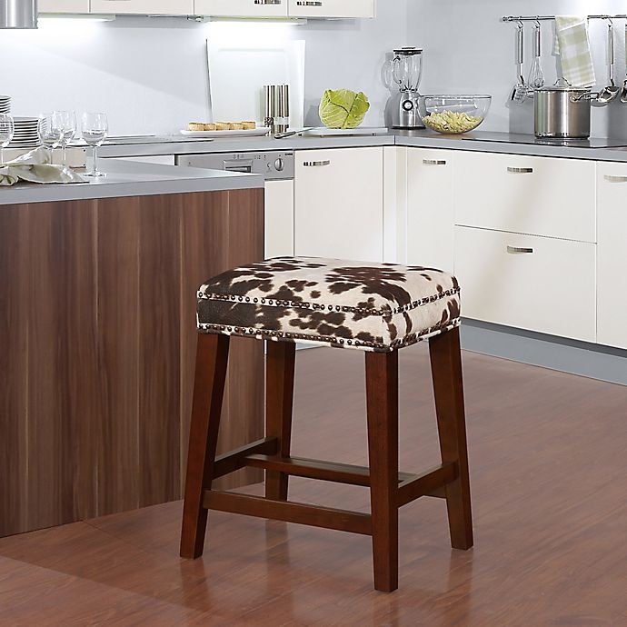 slide 3 of 7, Linon Home Walt Cow Print Counter Stool - Brown, 1 ct