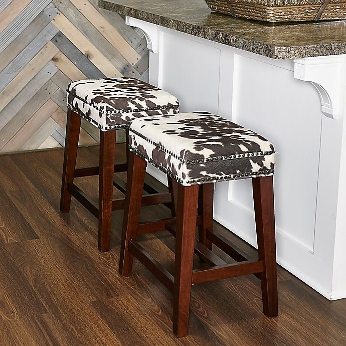 slide 4 of 7, Linon Home Walt Cow Print Counter Stool - Brown, 1 ct