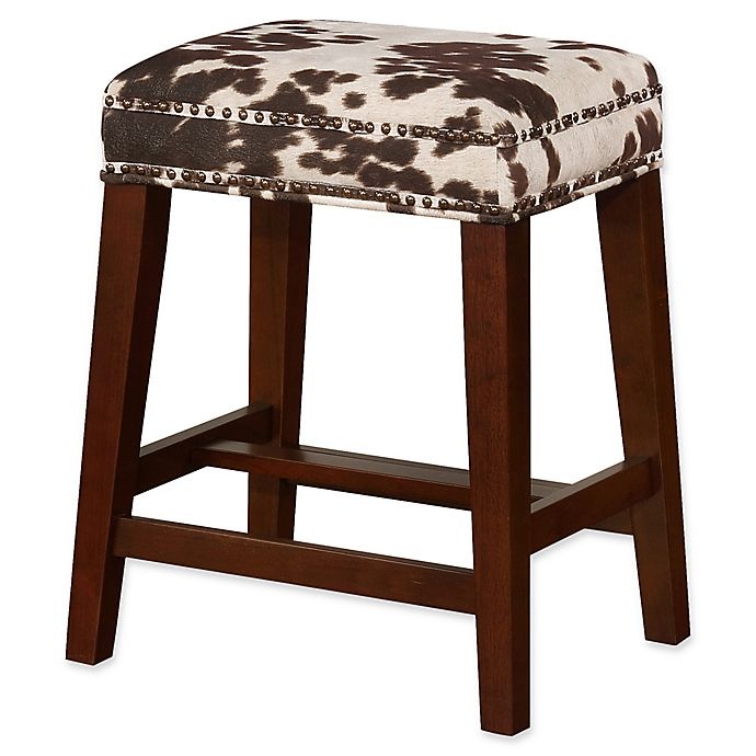 slide 1 of 7, Linon Home Walt Cow Print Counter Stool - Brown, 1 ct