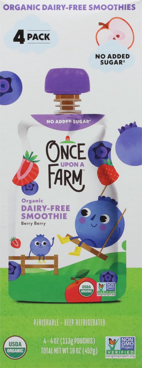 slide 5 of 13, Once Upon a Farm 4 Pack Organic Dairy-Free Berry Berry Smoothie 4 - 4 oz Pouches, 4 ct