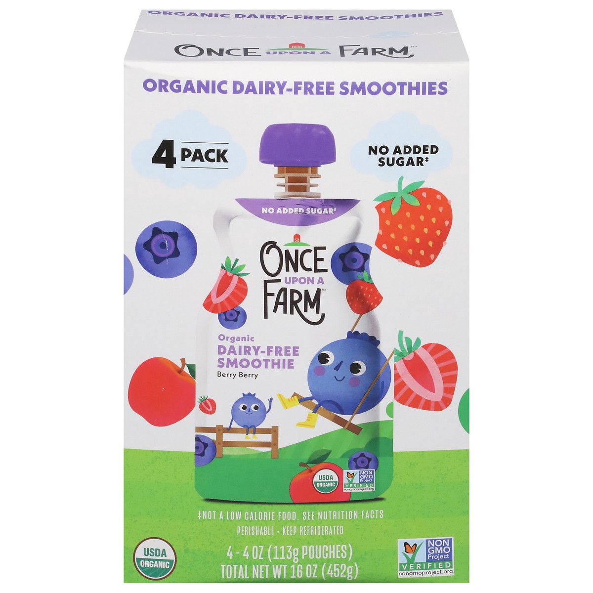 slide 7 of 13, Once Upon a Farm 4 Pack Organic Dairy-Free Berry Berry Smoothie 4 - 4 oz Pouches, 4 ct