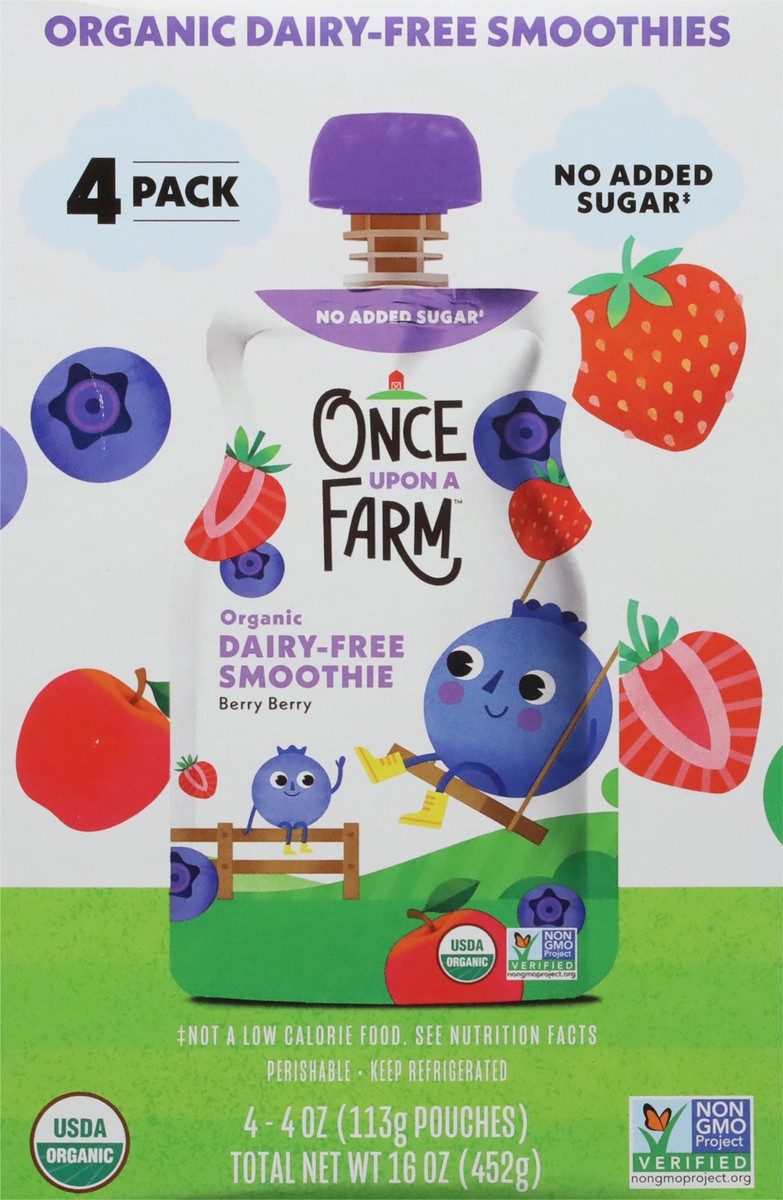 slide 10 of 13, Once Upon a Farm 4 Pack Organic Dairy-Free Berry Berry Smoothie 4 - 4 oz Pouches, 4 ct
