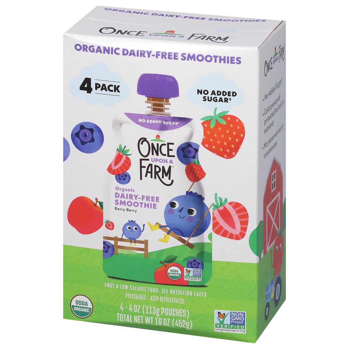 slide 11 of 13, Once Upon a Farm 4 Pack Organic Dairy-Free Berry Berry Smoothie 4 - 4 oz Pouches, 4 ct