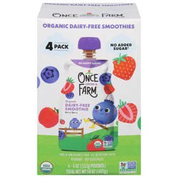 Once Upon a Farm 4 Pack Organic Dairy-Free Berry Berry Smoothie 4 - 4 oz Pouches