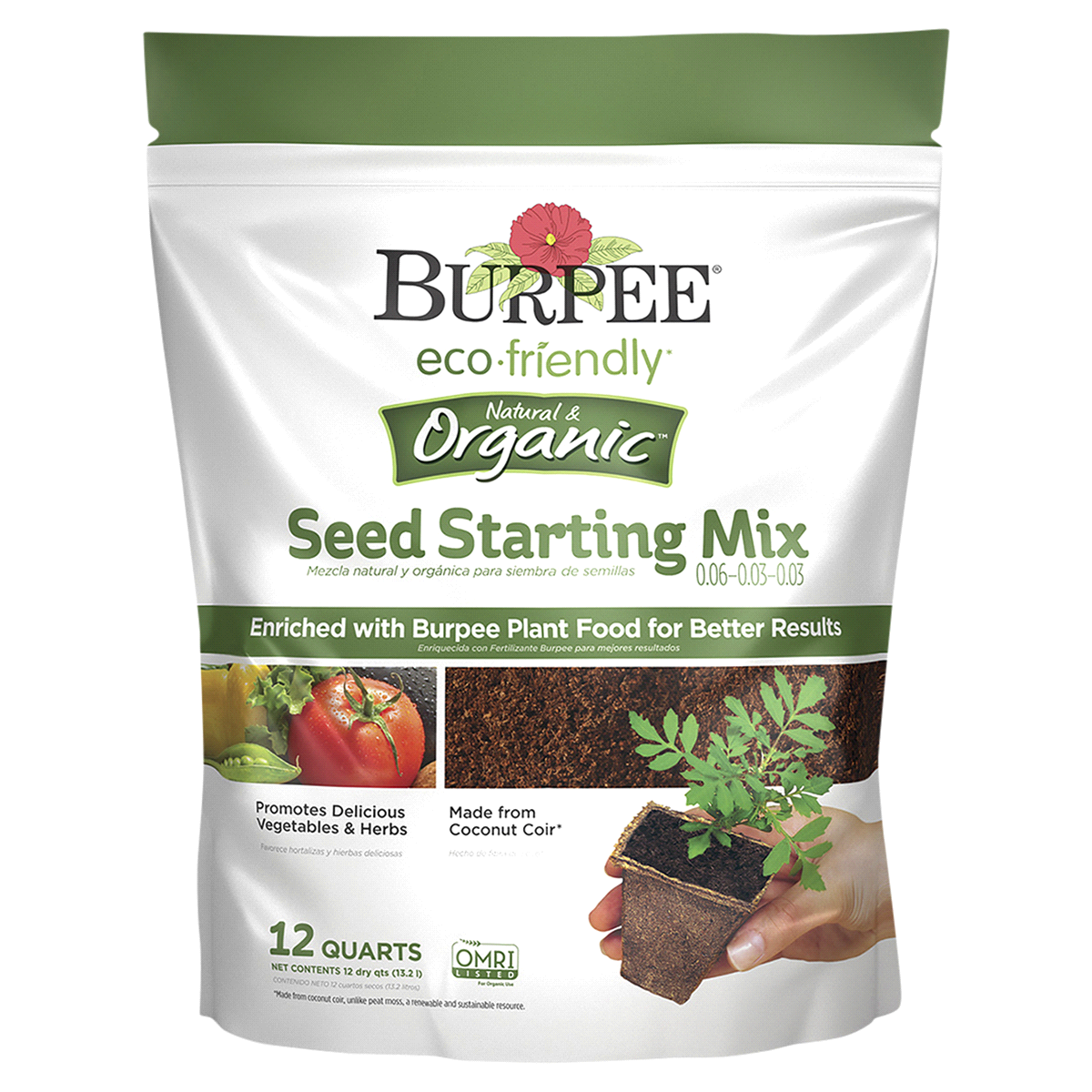 slide 1 of 9, Burpee Eco-Friendly Organicseed Starting Mix 0.06-0.03-0.03 Seeds, 12 qt