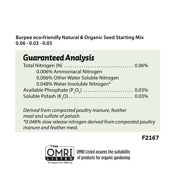 slide 4 of 9, Burpee Eco-Friendly Organicseed Starting Mix 0.06-0.03-0.03 Seeds, 12 qt