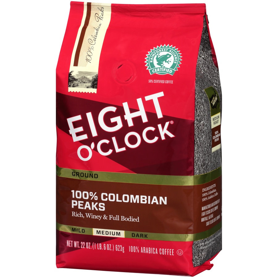 slide 6 of 7, Eight O'Clock Coffee Coffee, Ground, Medium Roast, 100% Colombian Peaks, 22 oz