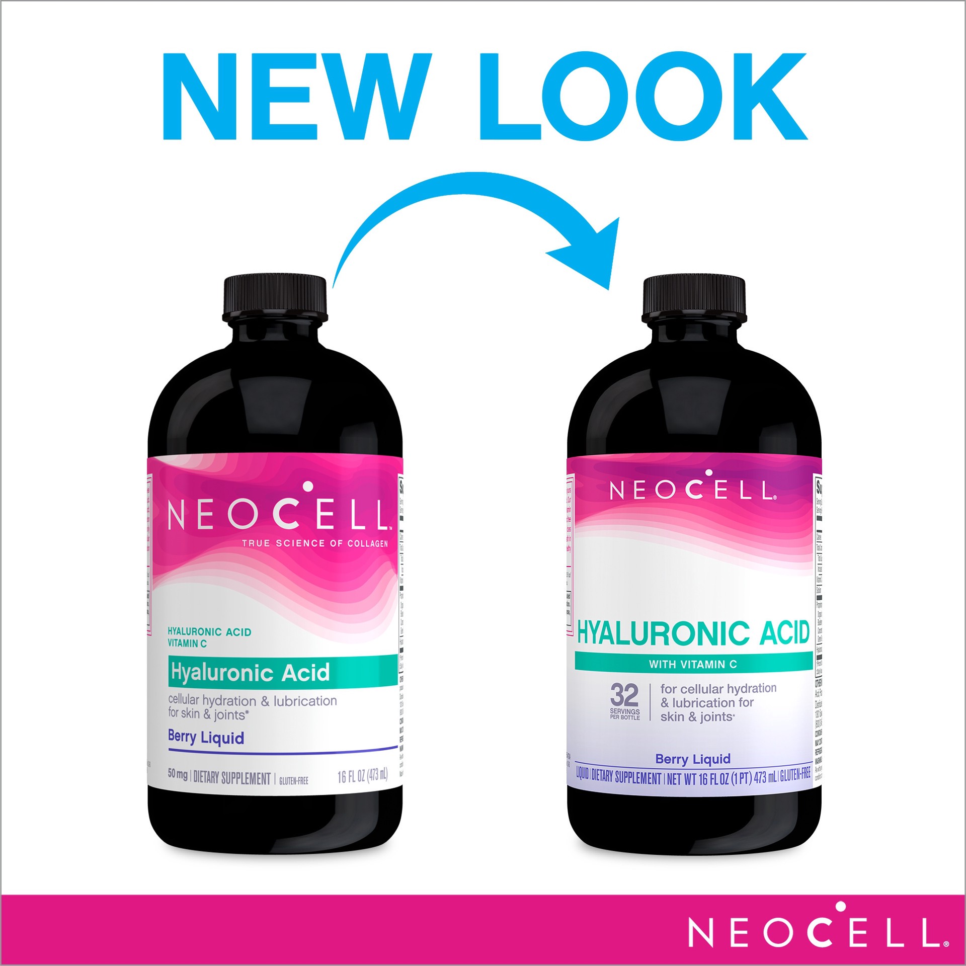 slide 5 of 5, NeoCell Hyaluronic Acid + Vitamin C Berry Liquid, 16 fl oz