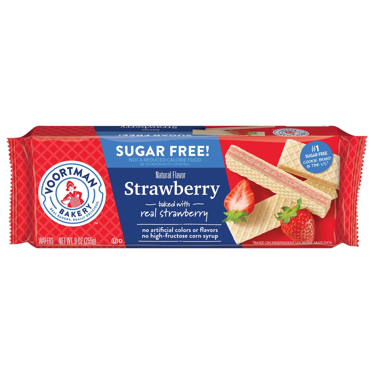 slide 1 of 2, Voortman Bakery Strawberry Sugar-Free Wafer Cookies, 9 oz