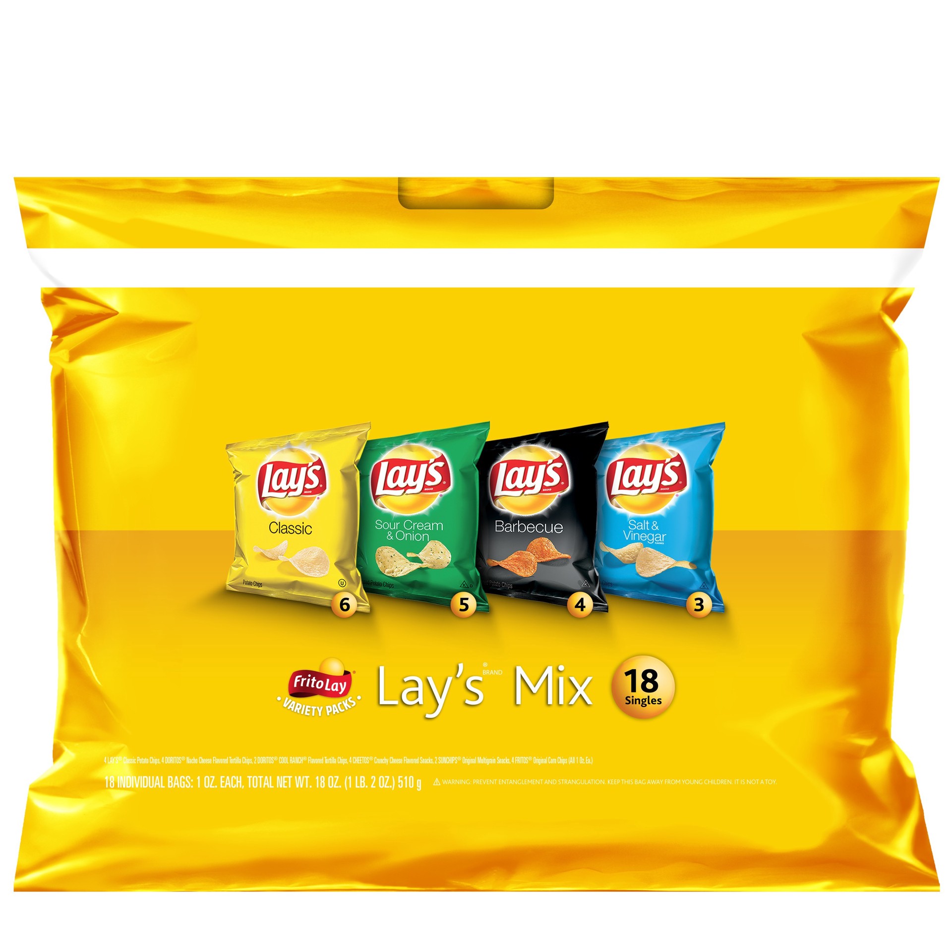 slide 1 of 9, Lay's Potato Chips Variety Pack (18 - 1 Ounce) 18 Ounces 18 Count Plastic Bags, 18 oz