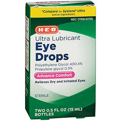 slide 1 of 1, H-E-B Lubricant Ultra Eye Drops Twin Pack, 2 ct