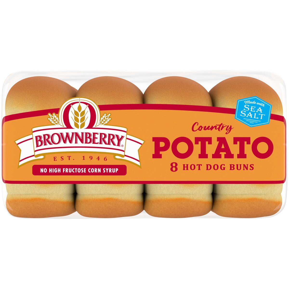 slide 3 of 6, Brownberry Potato Buns, 8 count, Soft Hot Dog Buns, 16 oz Bag, 8 ct