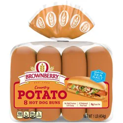 Brownberry Potato Buns, 8 count, Hot Dog Buns, 16 oz Bag