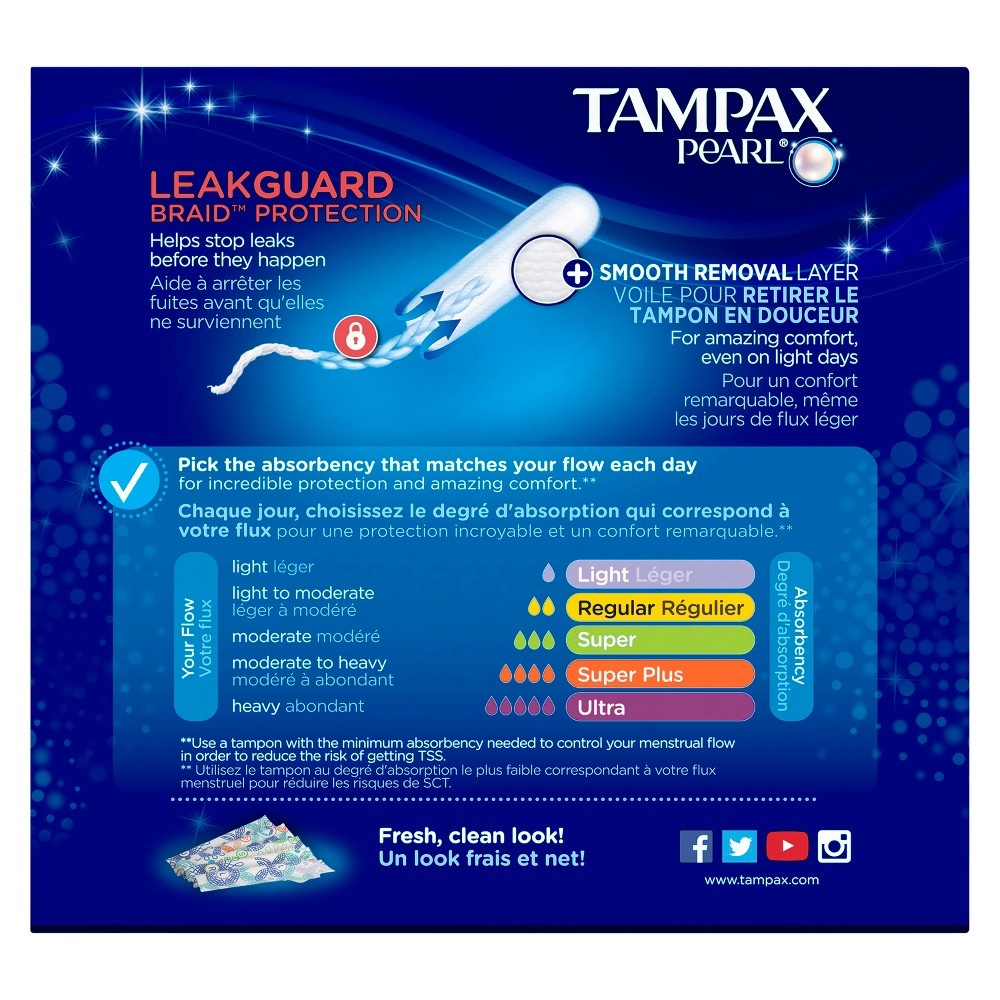 slide 2 of 7, Tampax Regular Absorbency Leakguard Protection Pearl Unscented Tampons 36.0 ea, 36 ct