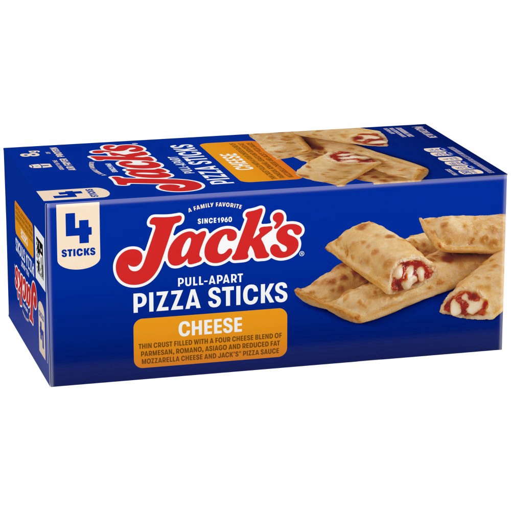 slide 1 of 3, Jack's Jack’s Pull-Apart Cheese Pizza Sticks Extra Large Pizza Frozen Snack Rolls, 4 ct