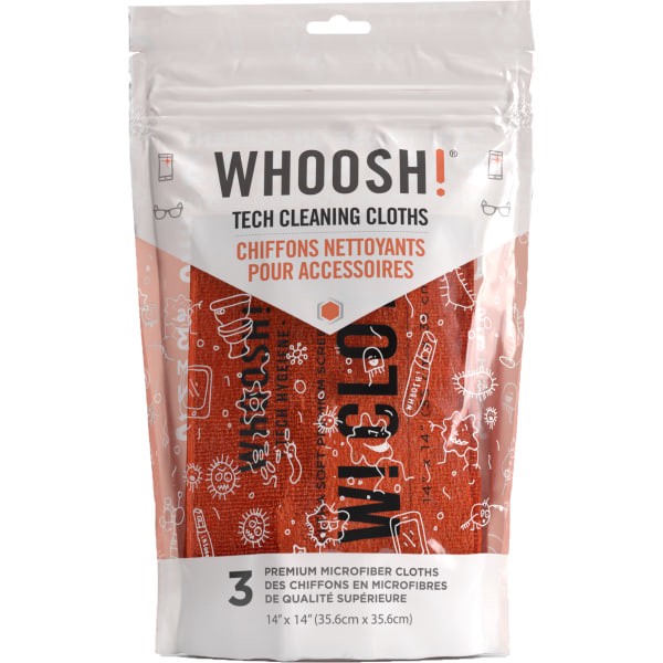 slide 1 of 2, WHOOSH! Ultra Premium Microfiber Cloths, 14&Rdquo; X 14&Rdquo;, Orange, Pack Of 3 Cloths, 3 ct