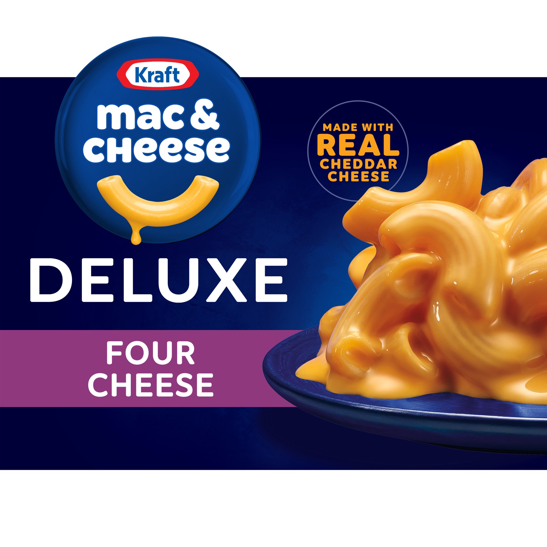 slide 1 of 12, Kraft Deluxe Four Cheese Macaroni & Cheese Dinner, 14 oz