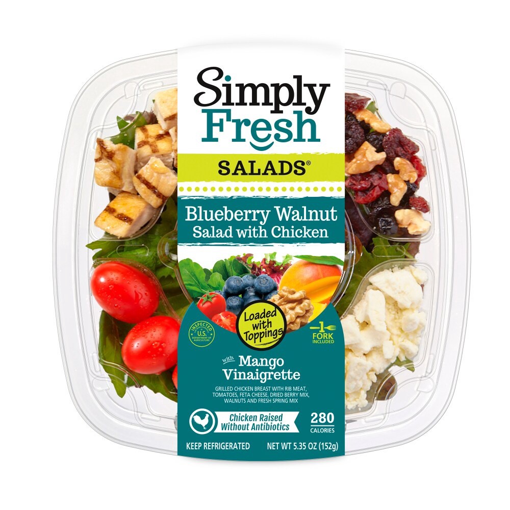 slide 1 of 2, Simply Fresh Salads Blueberry Walnut Salad with Chicken, 5.35 oz