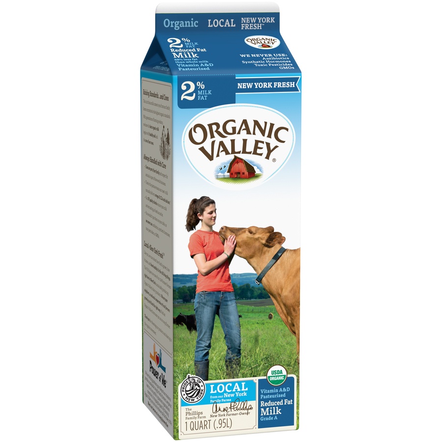 slide 3 of 3, Organic Valley Milk 2%, 1 qt