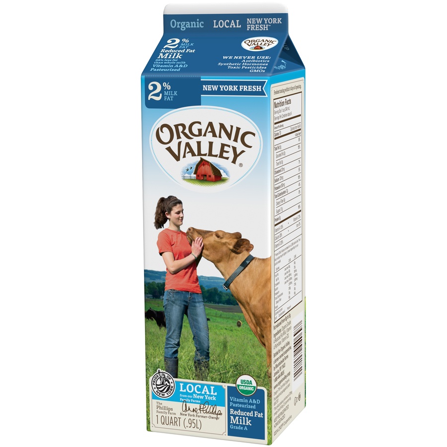 slide 2 of 3, Organic Valley Milk 2%, 1 qt