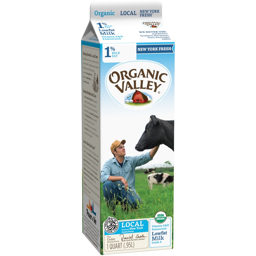 slide 2 of 3, Organic Valley Milk 1%, 1 qt