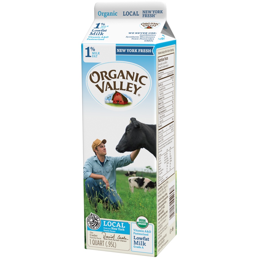 slide 3 of 3, Organic Valley Milk 1%, 1 qt