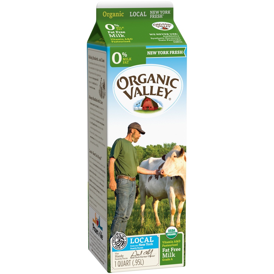 slide 3 of 3, Organic Valley Skim Milk, 32 oz