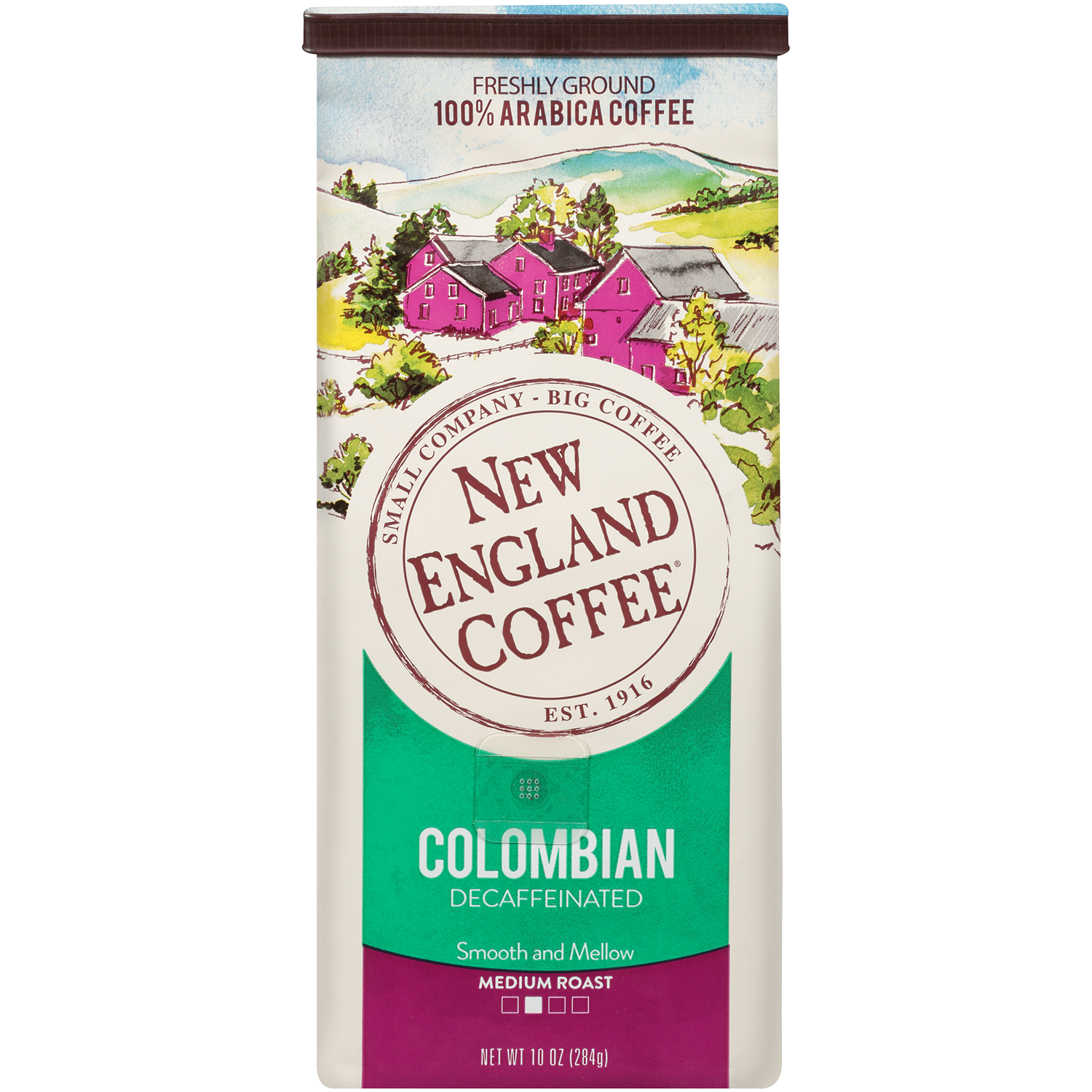 slide 1 of 1, New England Coffee Ground Coffee - 100% Colombian, Decaffeinated, 10 oz