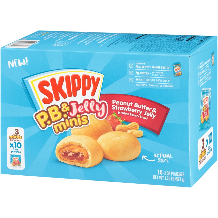 slide 4 of 8, Skippy P.B. & Jelly Frozen Peanut Butter and Strawberry Jelly Minis, 10 ct; 20 oz