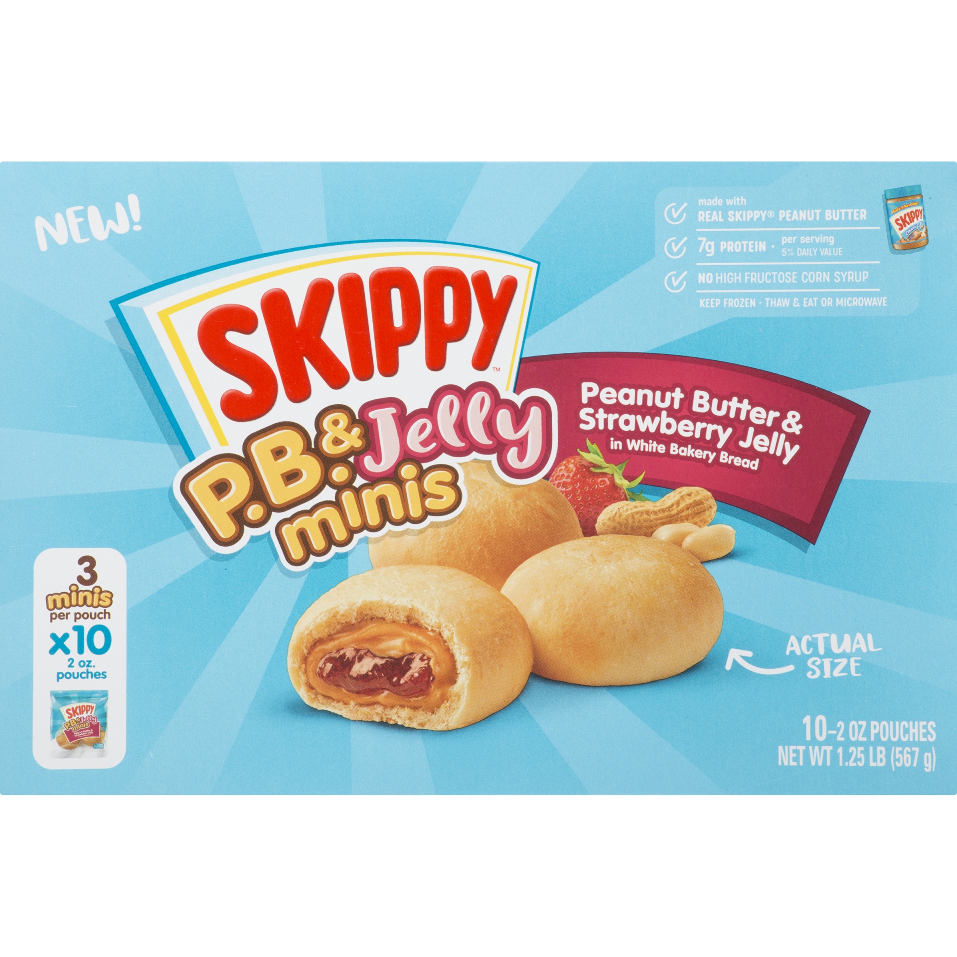 slide 7 of 8, Skippy P.B. & Jelly Frozen Peanut Butter and Strawberry Jelly Minis, 10 ct; 20 oz