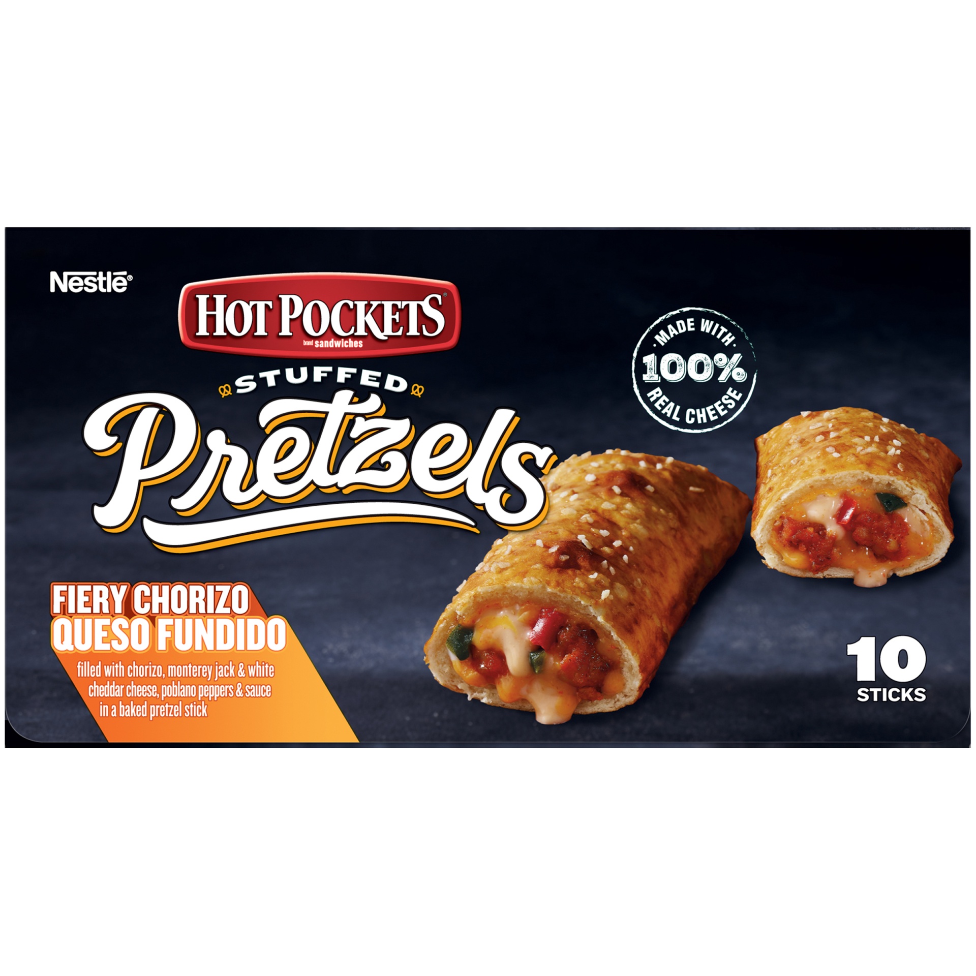 slide 4 of 8, Hot Pockets Fiery Chorizo Queso Fundido Stuffed Pretzels, 10 ct; 22.5 oz