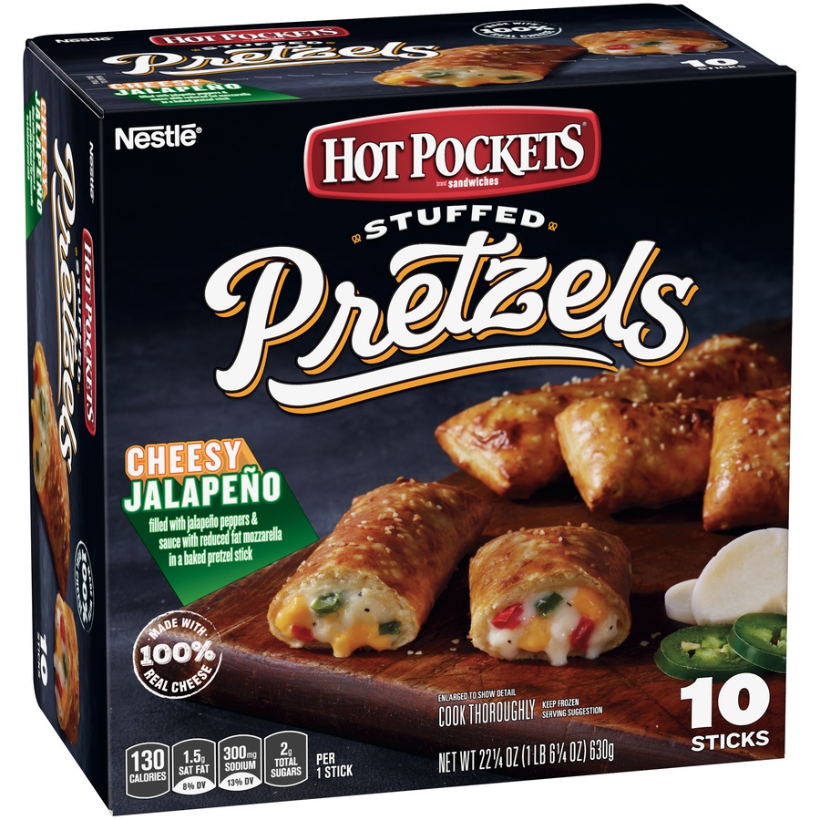 slide 3 of 9, Hot Pockets Stuffed Pretzel Cheesy Jalapeño, 10 ct