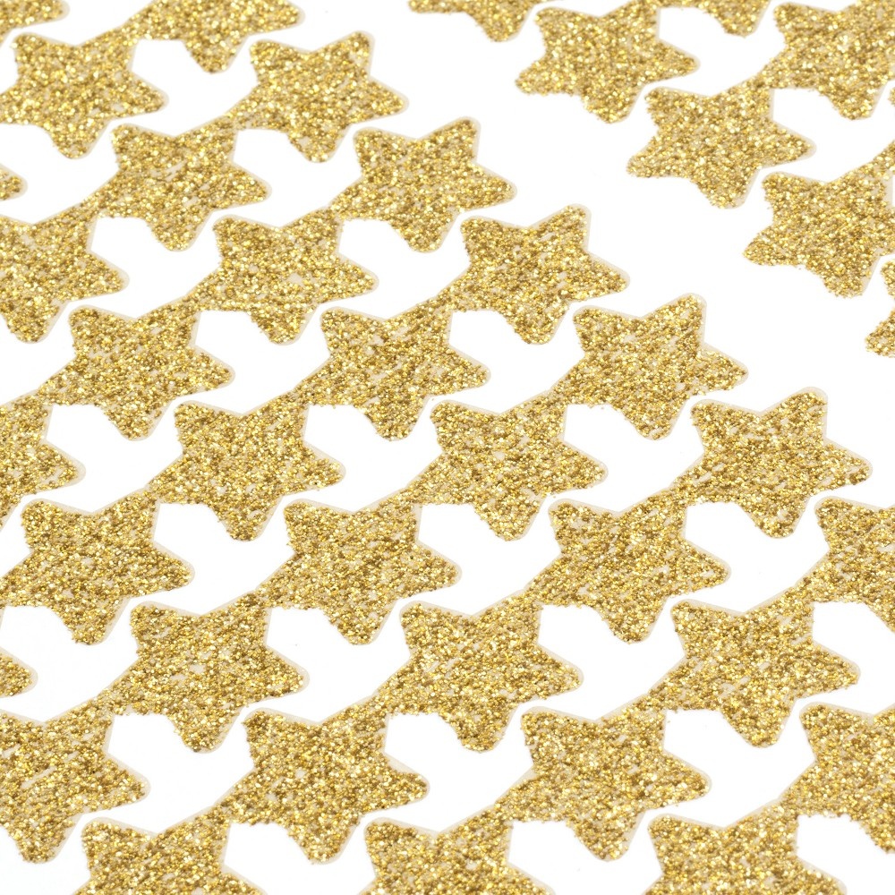 slide 2 of 3, American Crafts Glitter Star Stickers - Gold, 180 ct