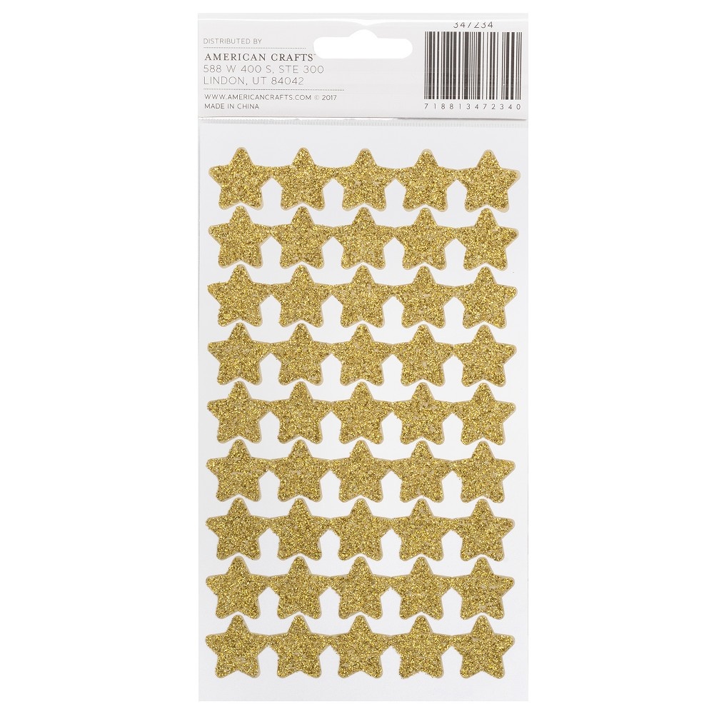 slide 3 of 3, American Crafts Glitter Star Stickers - Gold, 180 ct