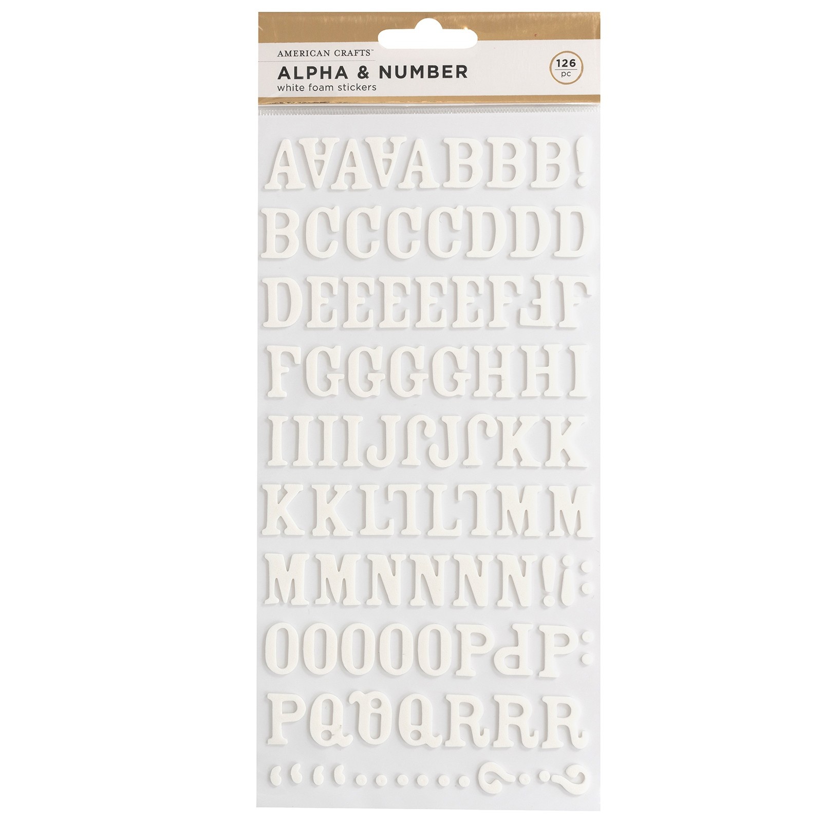 slide 1 of 3, American Crafts White Foam Stickers Alpha & Number, 126 ct