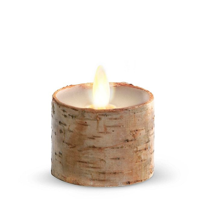 slide 1 of 1, Luminara Birch Real-Flame Effect Tealight Candle - Ivory, 2 ct