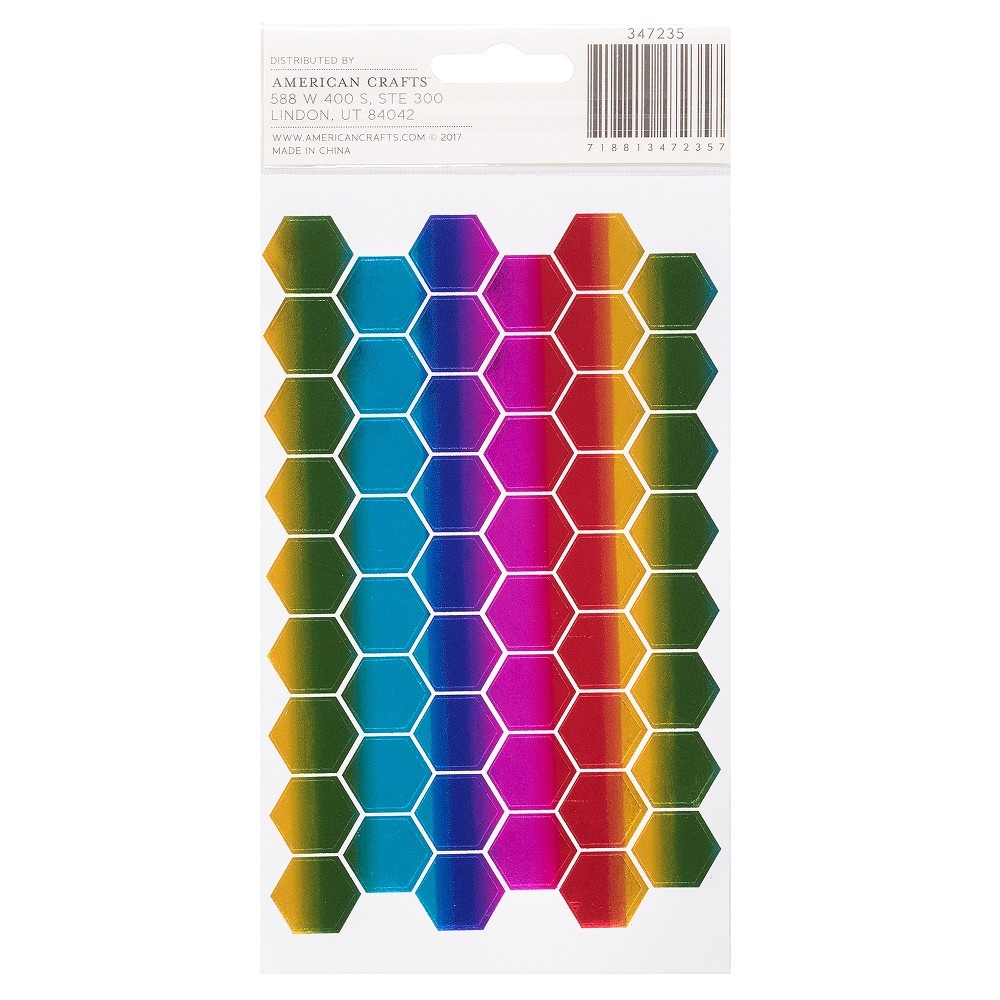 slide 3 of 3, American Crafts Iridescent Hexagon Stickers, 204 ct