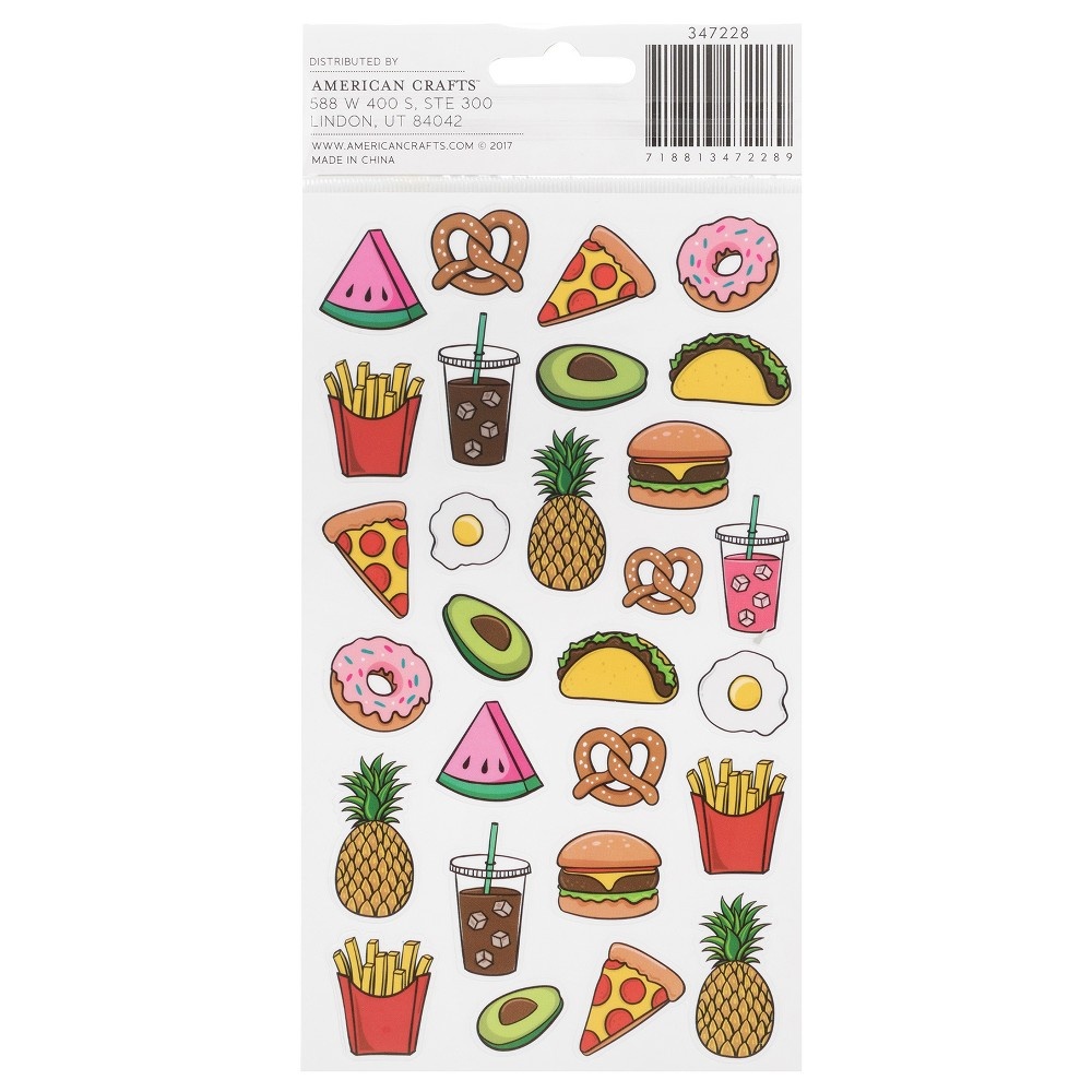 slide 3 of 3, American Crafts Food Stickers, 168 ct